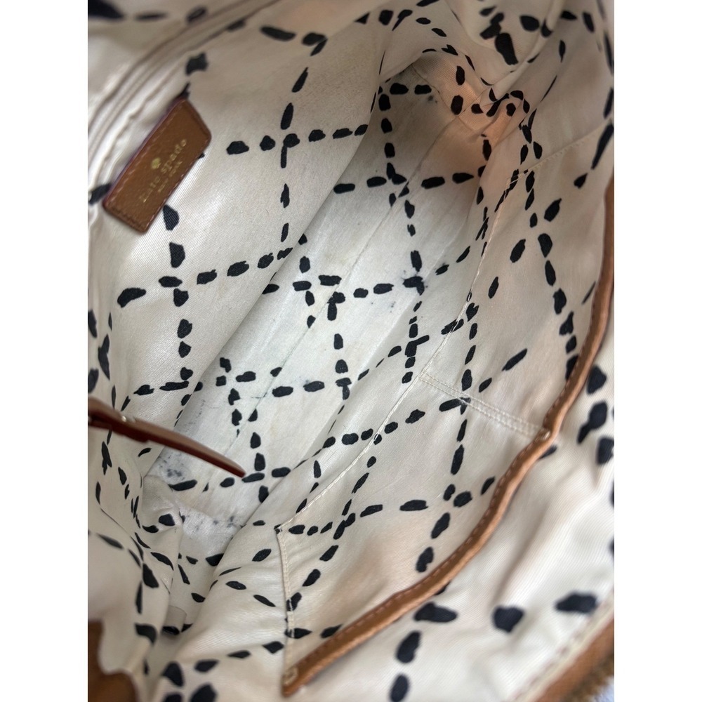 Kate Spade New York Brown Pebbled Leather Crossbody Bag Gold Hardware Zip Pocket - Picture 9 of 11